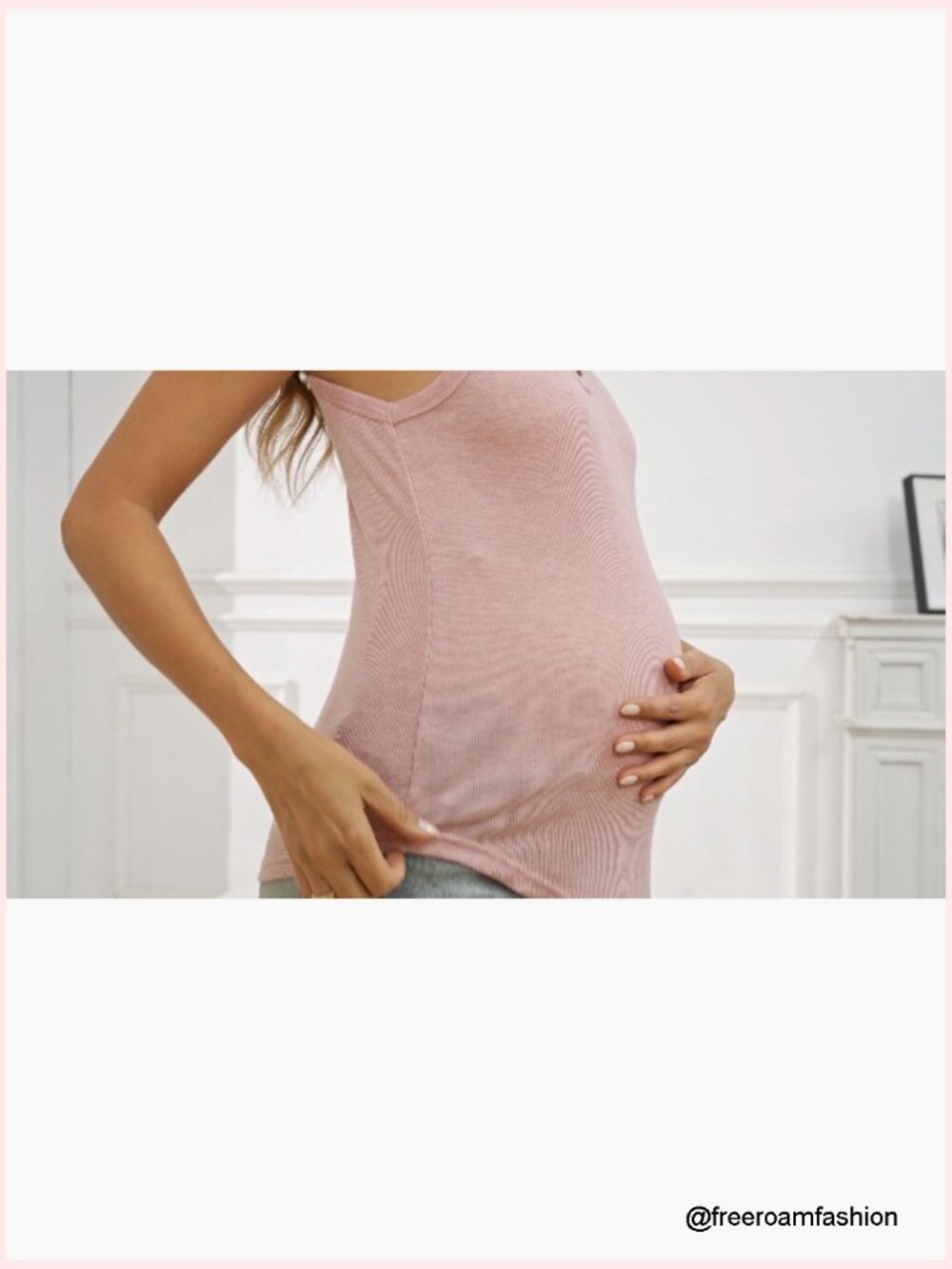 Maternity V-Neck Tank Top Stretchy Polyester Blend Sleeveless Pregnancy Shirt - Picture 6 of 6